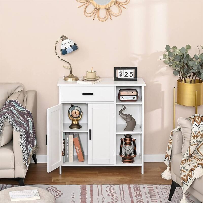 Floor Storage Cabinet with Doors and Shelves - 11.8"D x 29.5"W x 31.6"H