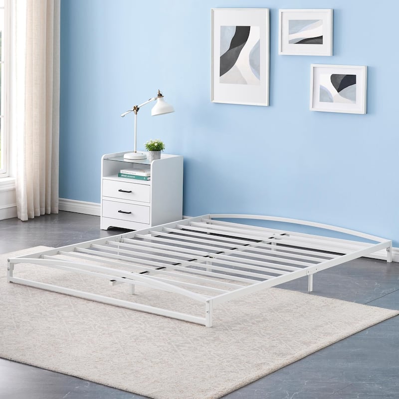Low Bed Frame，Metal Platform Bed Frame with Arch Design