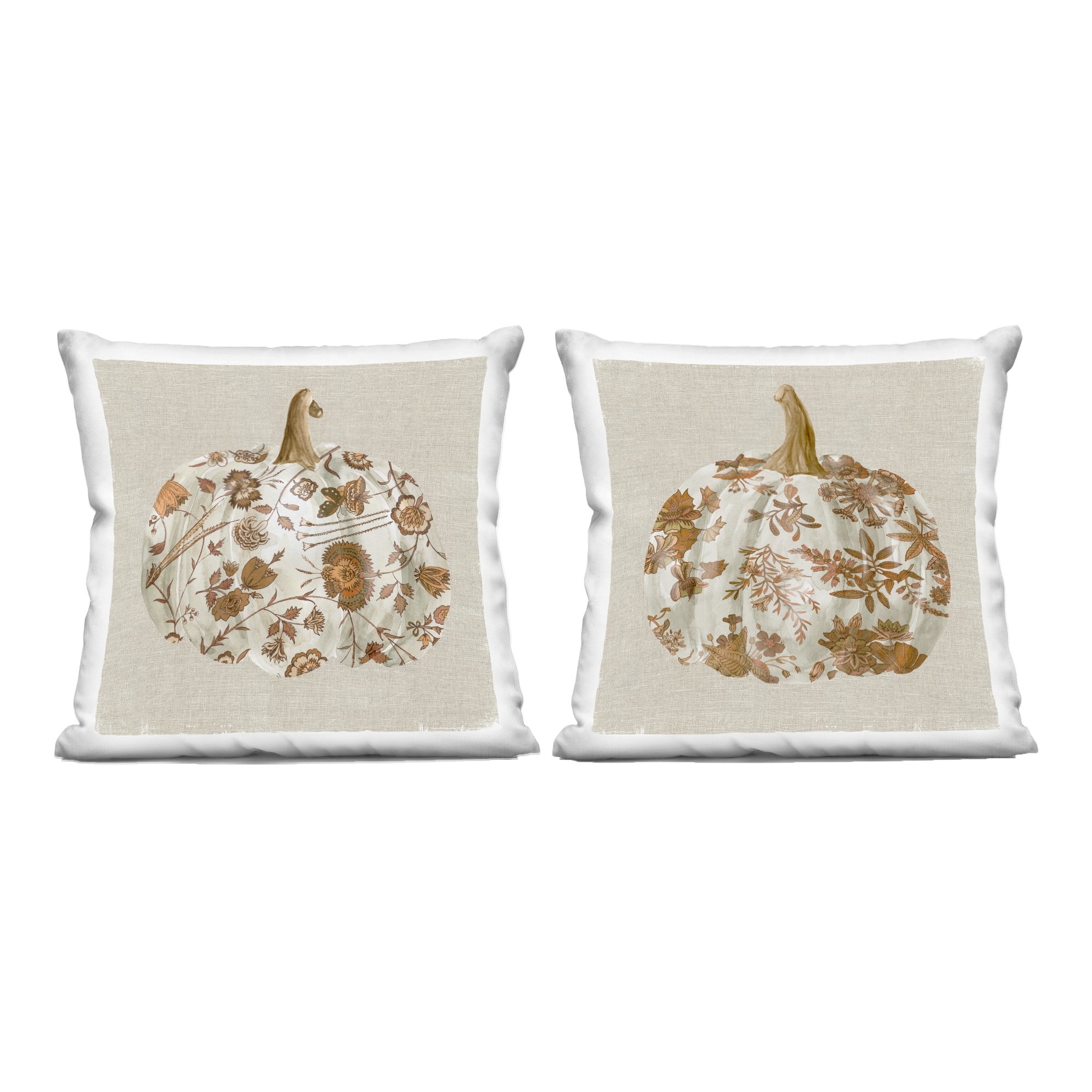 Stupell Foliage Patterned Pumpkins Decorative Printed Throw Pillow Design by Livi and Finn (Set of 2)