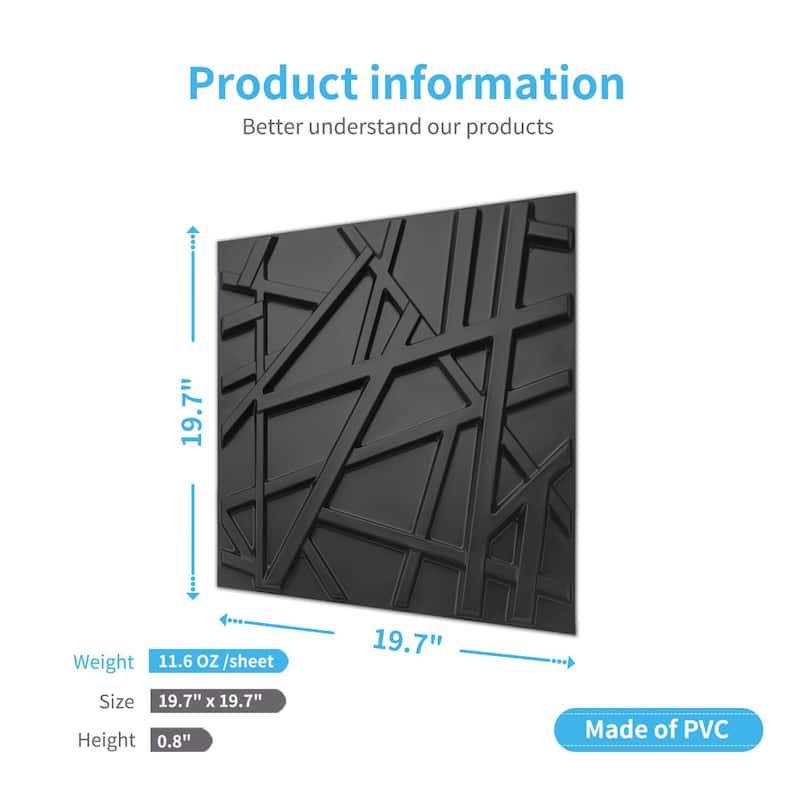 Art3d 3D Wall Panels PVC Crossing Lines Design (32 Sq.Ft)