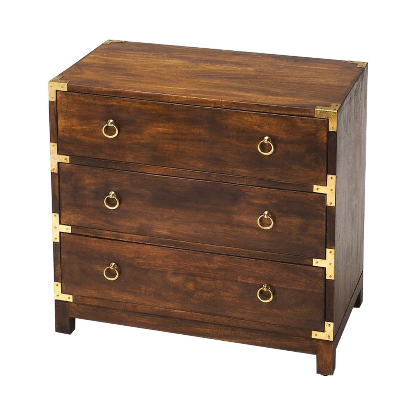 Forster Dark Walnut Wood Finish Rectangular Campaign Chest Darkbrown 28 W X 16 D X 28 H Overstock