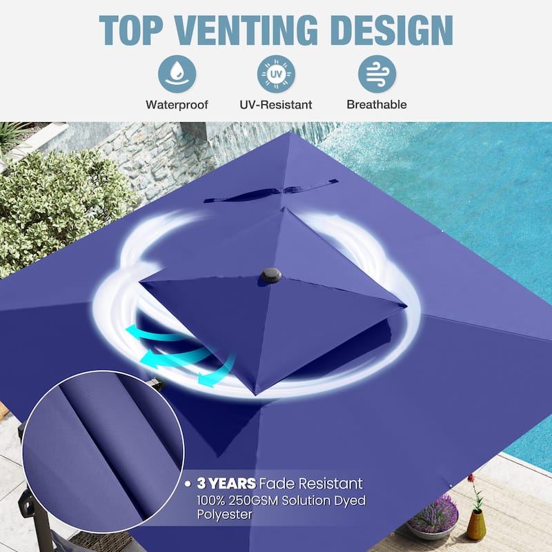 VredHom Offset Cantilever Patio Umbrella with 4-piece Fillable Base