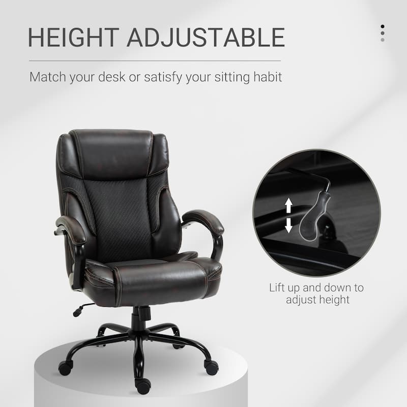 Vinsetto 484LBS Big and Tall Ergonomic Executive Office Chair High Back Adjustable Computer Task Chair Swivel PU Leather