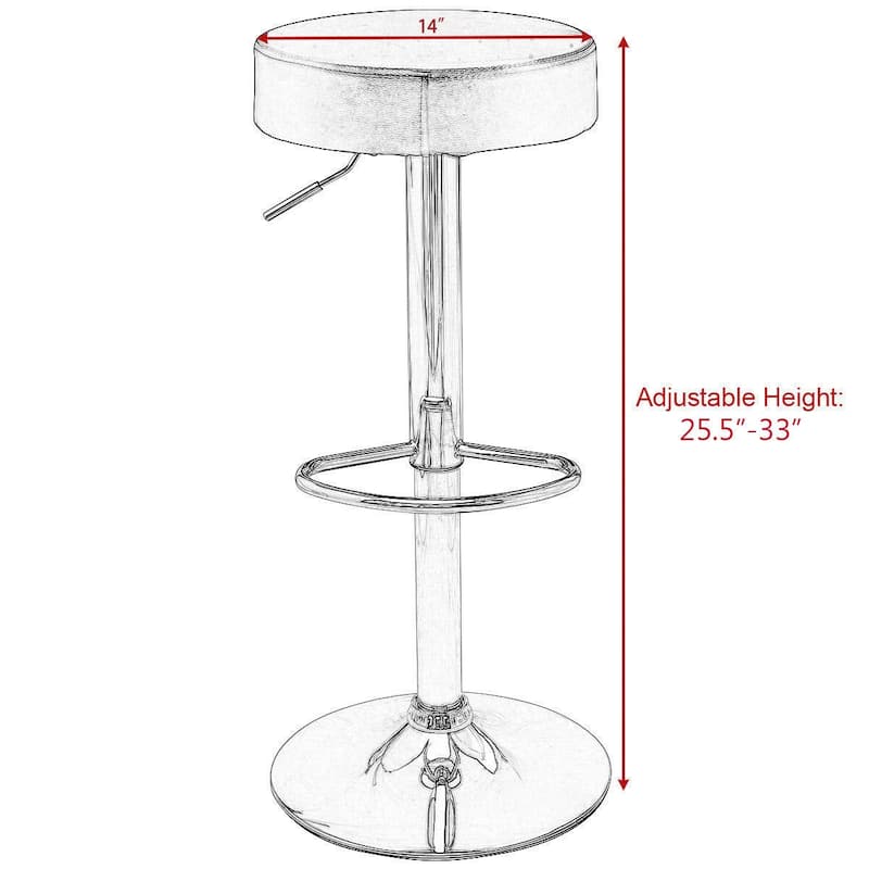 Gymax 1 PC Bar Stool Round Leather Seat Chrome Leg Adjustable