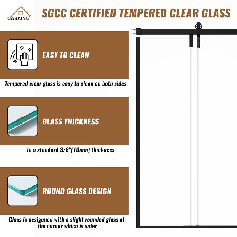 48.6 in. W x 76 in. H Framed Shower Door with Tempered Glass