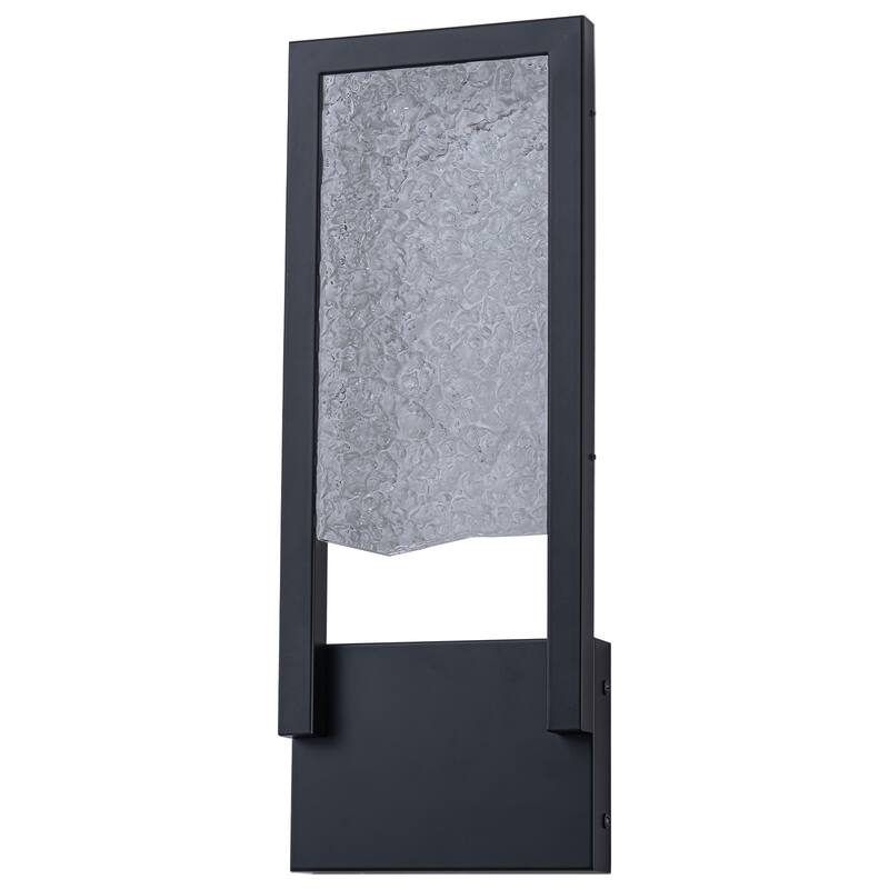 Black Metal Rectangular Water Pattern LED Dimmable Wall Sconce