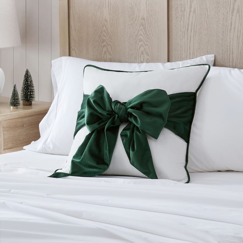 Martha Stewart Bedford Bow Pillow Green Throw Pillow