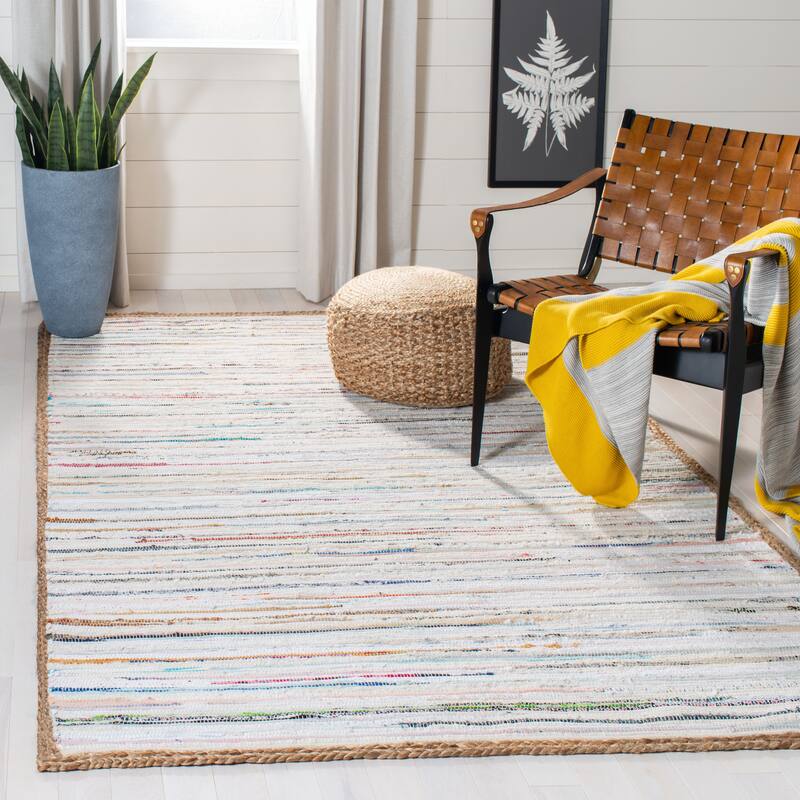 SAFAVIEH Handmade Montauk Ophely Casual Cotton Rug - 3' x 5' - Grey/Natural