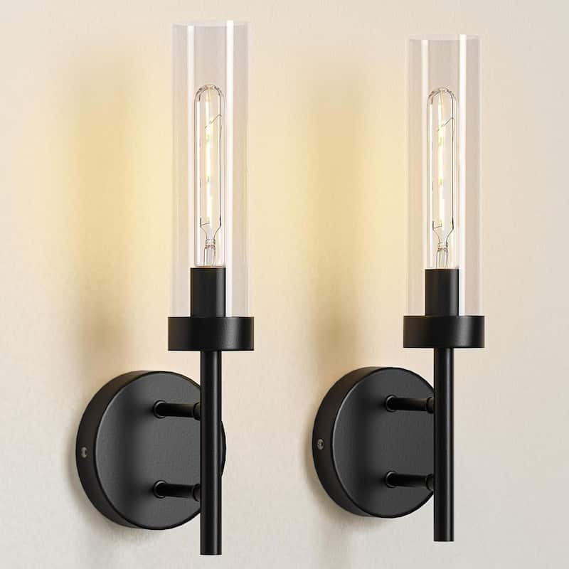 Set of 2 wall light black vanity light glass, metal bedroom light
