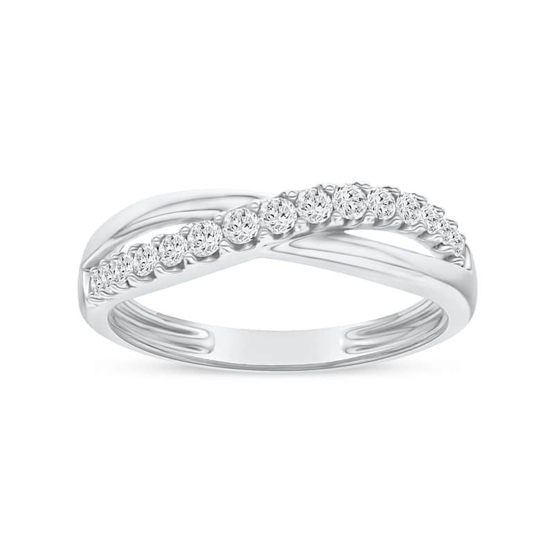 1/5ct TDW Diamond Cross Over Promise Ring in 10K Gold for Women - 6 - White