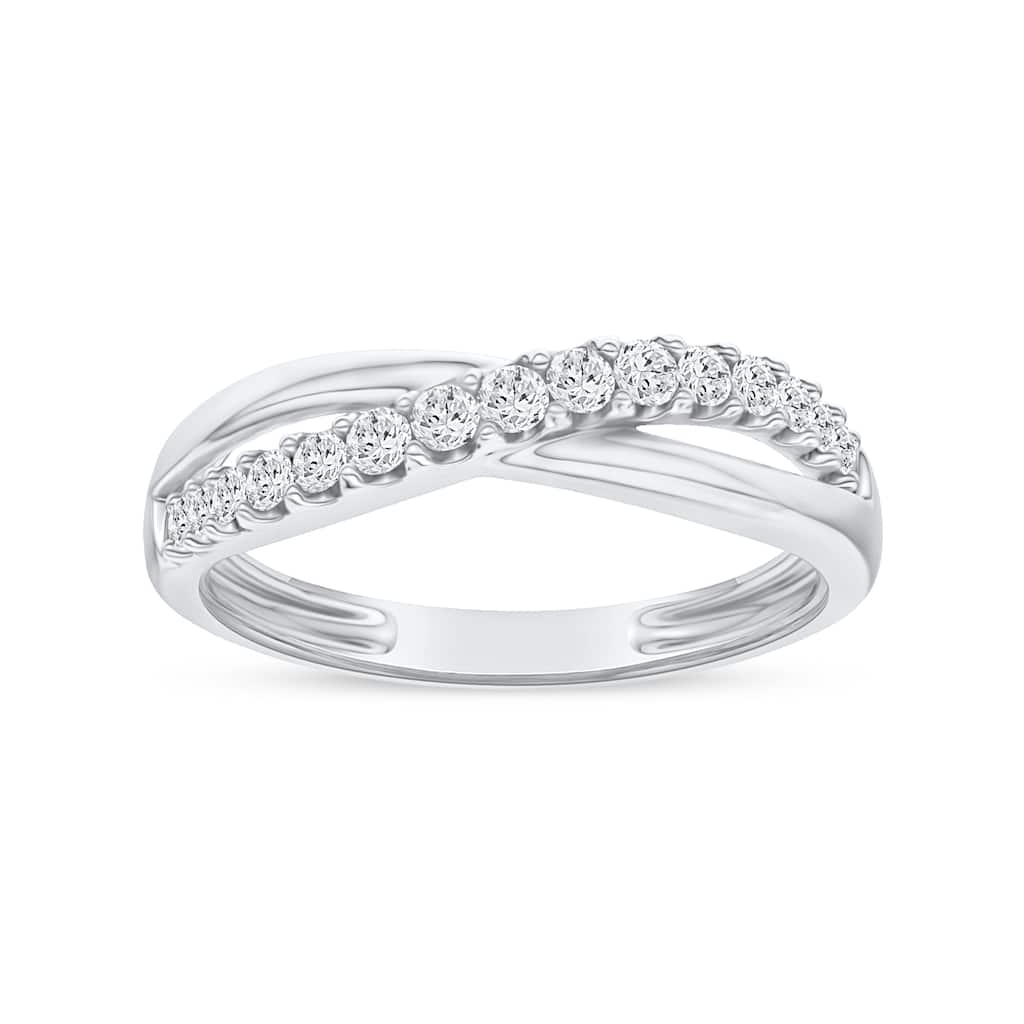 1/5ct TDW Diamond Cross Over Promise Ring in 10K Gold for Women