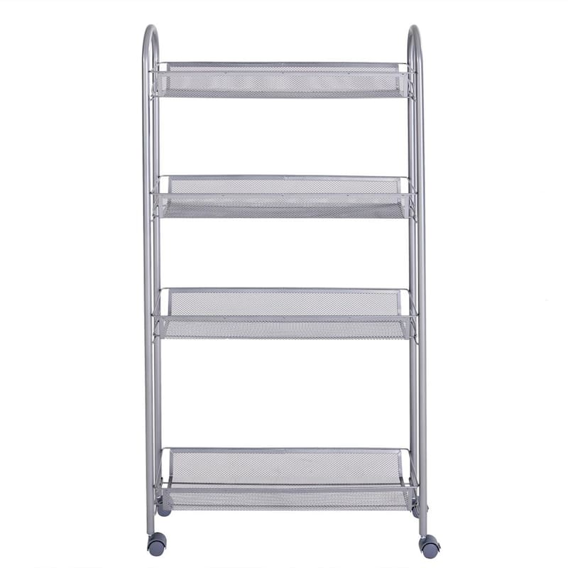 4-Tier Removable Storage Cart Silver / Ivory White