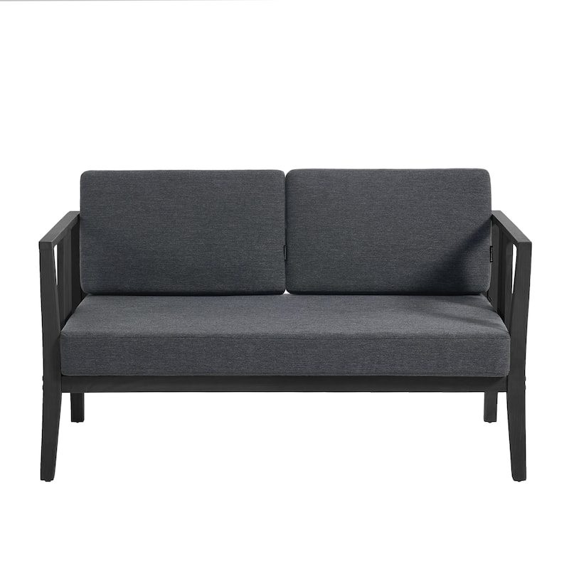 Outdoor Patio Wood Loveseat with Cushion