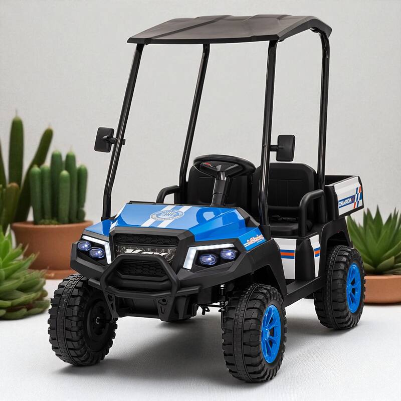 24V Kids Electric Ride-On Track with Dual Seats, Remote Control, Bluetooth Audio, and 4-Wheel Suspension - Blue