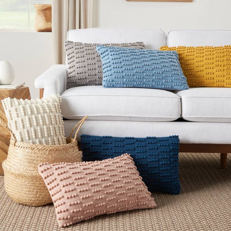 Mina Victory Life Styles Textured Geometric Dots Throw Pillow , ( 12"X20" )