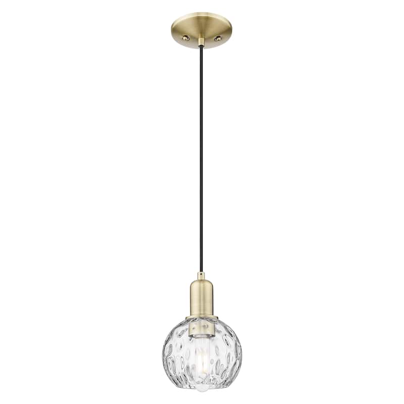 Innovations Lighting Endless Possibilities Arcadia - Athens Water Glass - 1 Light 6" Cord Hung Mini Pendant - Antique Brass