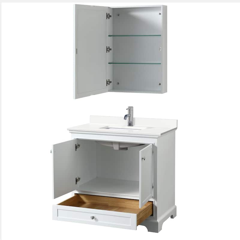 Deborah 36-inch Single Vanity, Quartz Top, Medicine Cabinet
