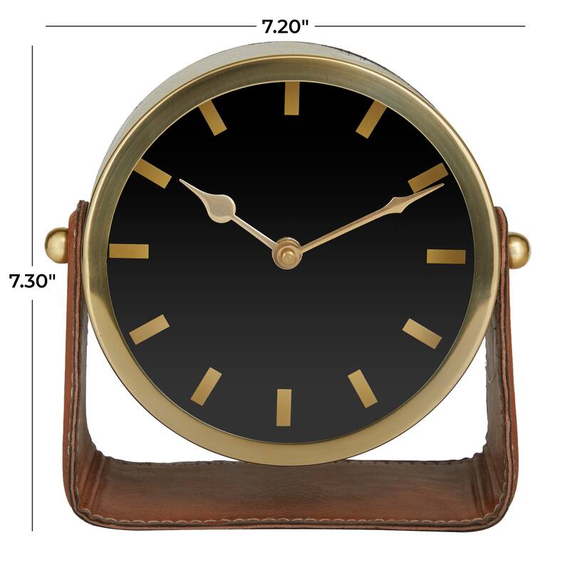 Silver or Gold Stainless Steel Metal Decorative Clock with Leather Stand