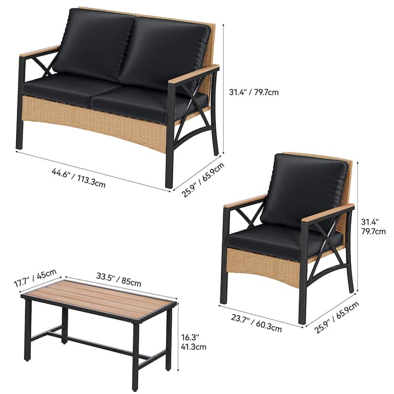 Moasis Wicker Bistro Set Outdoor Furniture - 4 PCS
