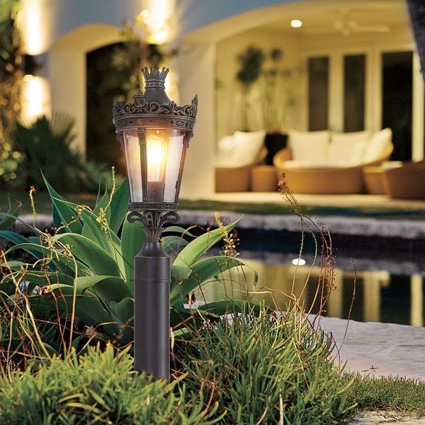 Vintage Crown Outdoor Pillar Lamp Coffee Gold Waterproof Aluminum Table Light 21 H Coffee Gold FR99