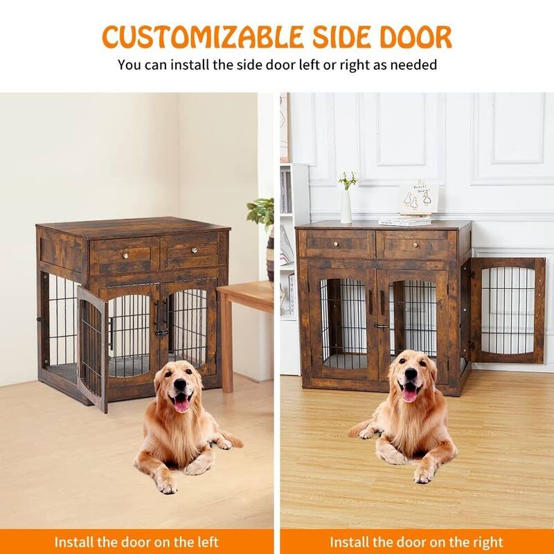 Dog Crate Furniture with Storage Drawers