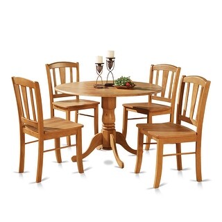 Oak Round Table and 4 Dinette Chairs Chairs 5-piec