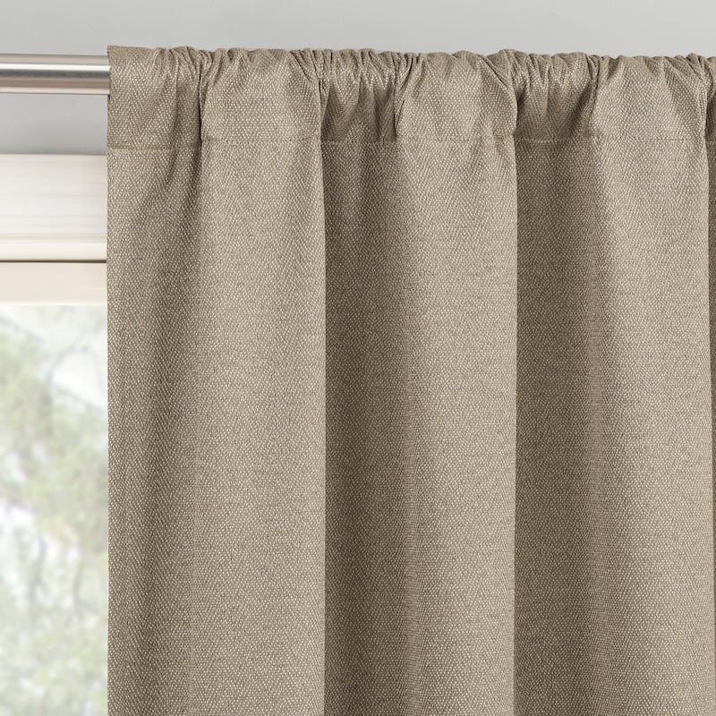 Sun Zero Prescott 2-Piece Herringbone Magnetic Closure Total Blackout Rod Pocket Curtain Panel Pair
