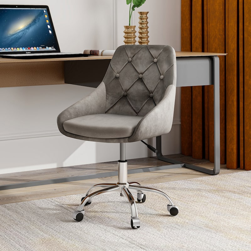 Modern Velvet Upholstered Dining Chair with Chrome Legs