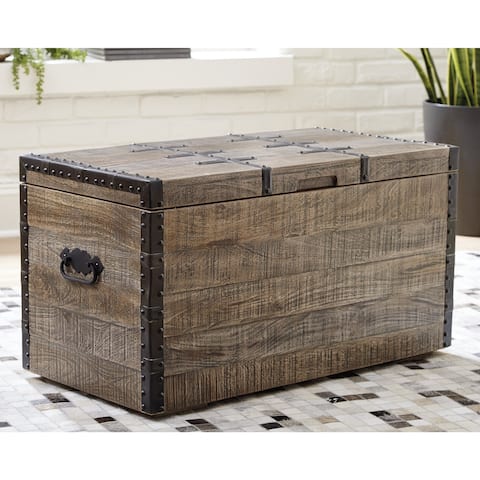 Signature Design by Ashley Dartland Brown Solid Wood Storage Trunk - 33 in