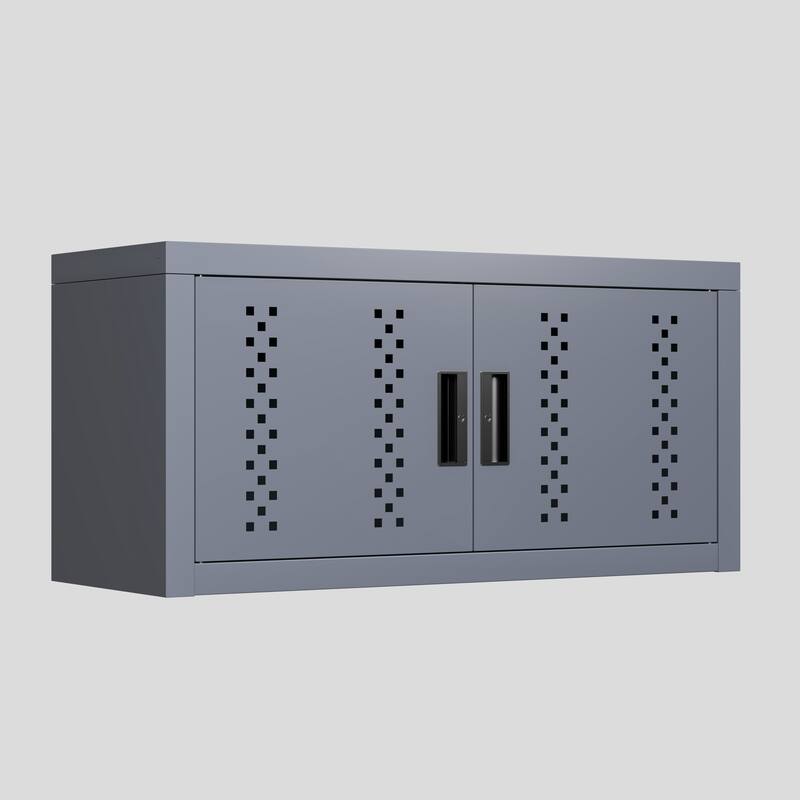 Roomfitters Wall Mounted Metal Garage Cabinet, Floating Tool Storage Organizer with Door, Steel, Gray - Grey