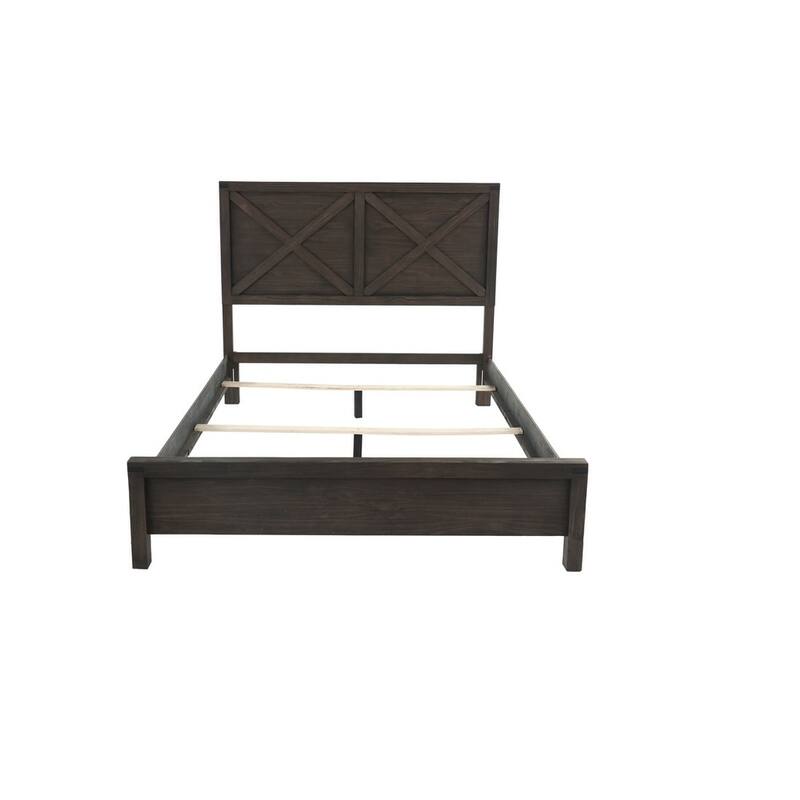 Rustic Contemporary Queen Size Wooden X-Design Bed with Headboard