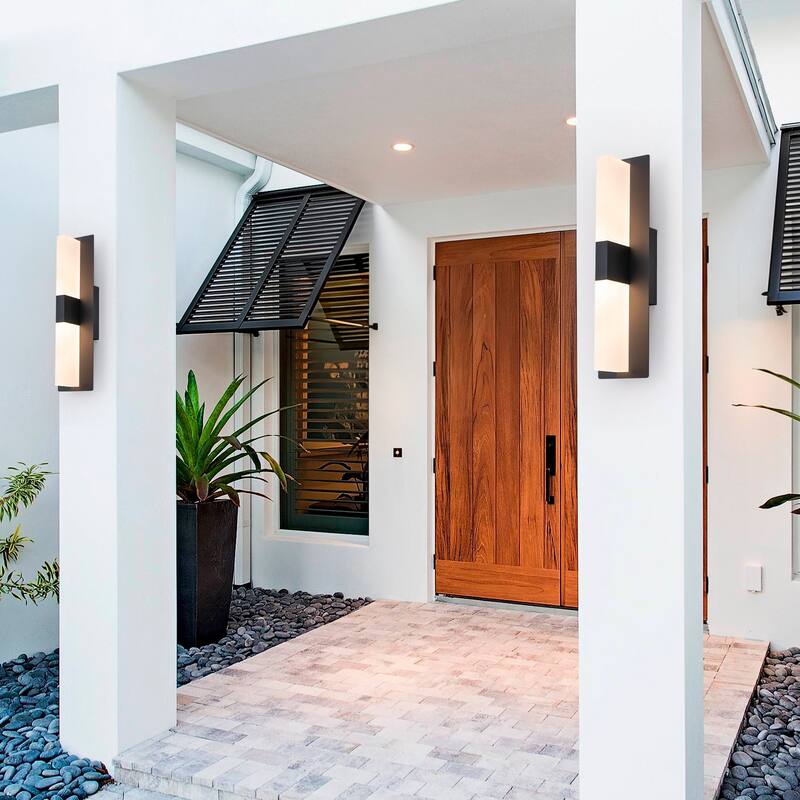 Dimmable LED Wall Sconce - Matte Black T-Shaped Frosted Acrylic