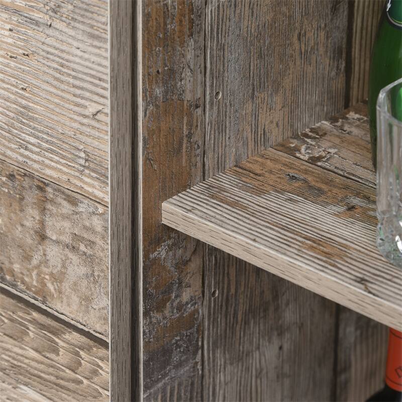 Freestanding Rustic Kitchen Buffet w/ Hutch, Sliding Barn Door, Shelf