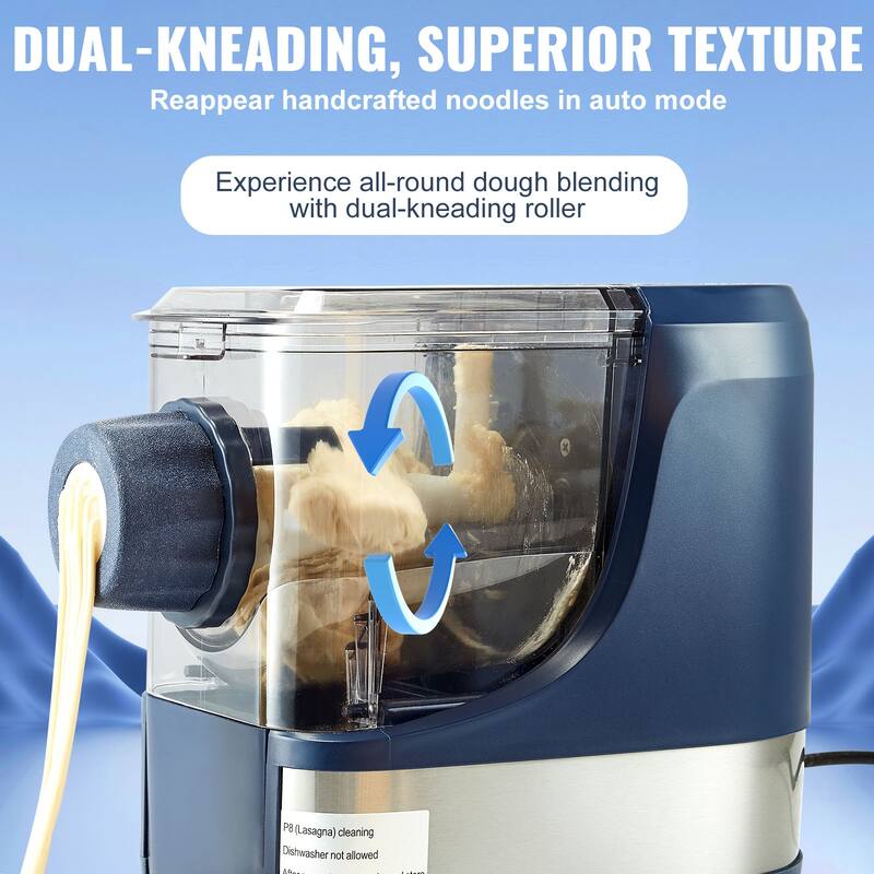 Electric Pasta Maker with Measuring Cups, Cleaning Brush for Home Kitchen - 150W 500g Flour Capacity