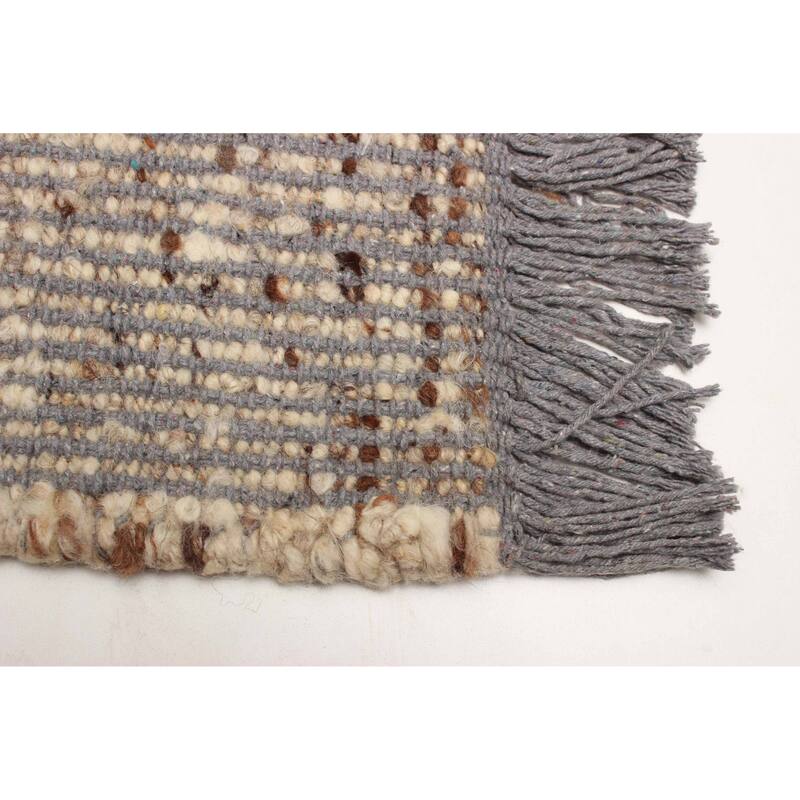 ECARPETGALLERY Braid weave Sienna Beige Wool Rug - 5'2 x 7'6