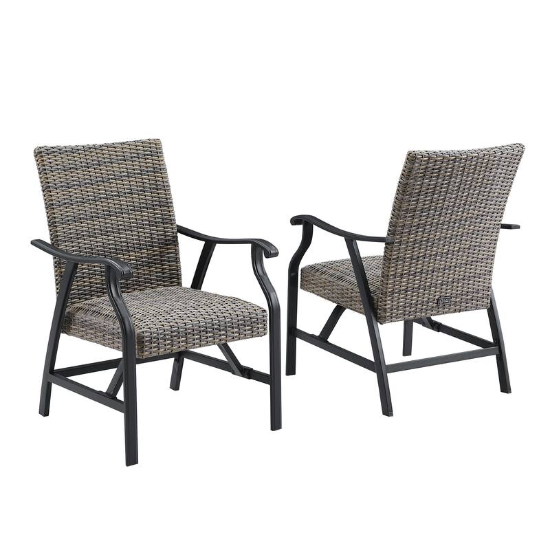 Outdoor Dining Chairs Patio Wicker Padded Rocking Motion Arm Chairs