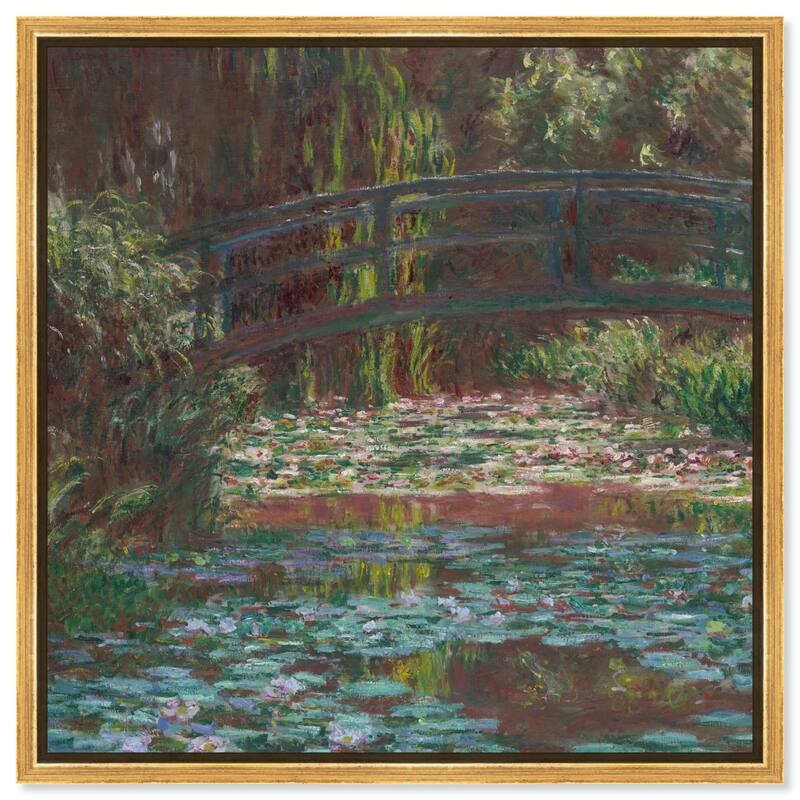 Water Lily Pond Canvas by Art Remedy - Gold - 20" x 20"