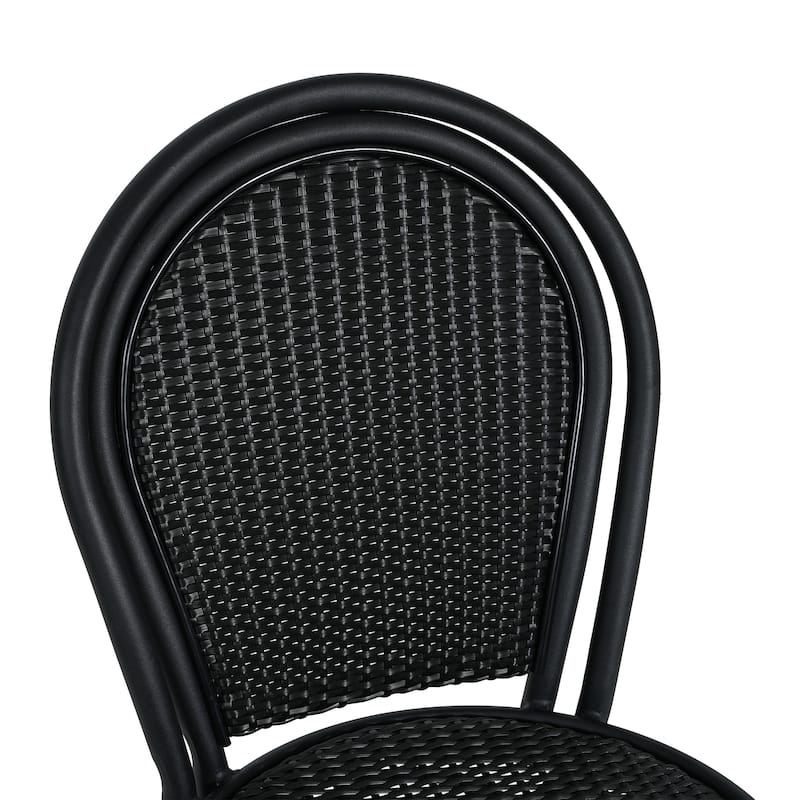 Scott Living Idle Hour Outdoor Black Bistro Chair Metal Frame Woven Wicker