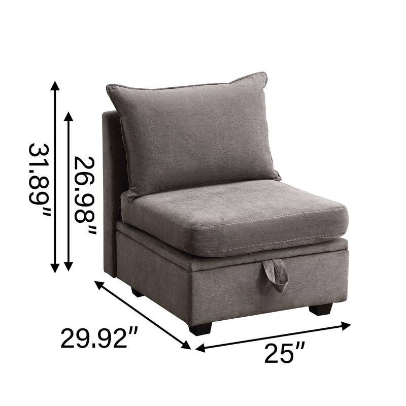 Modern Double Seating Sectional Sofa With Ottoman and Storage Space