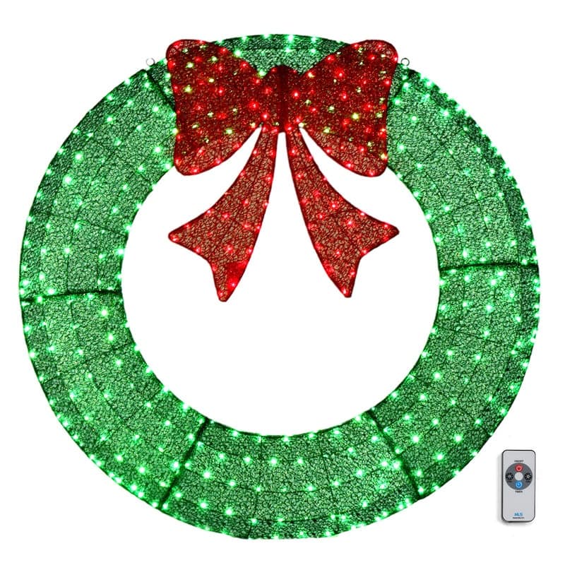 Pre-Lit Outdoor Christmas Wreath Decoration - 60inch - Green