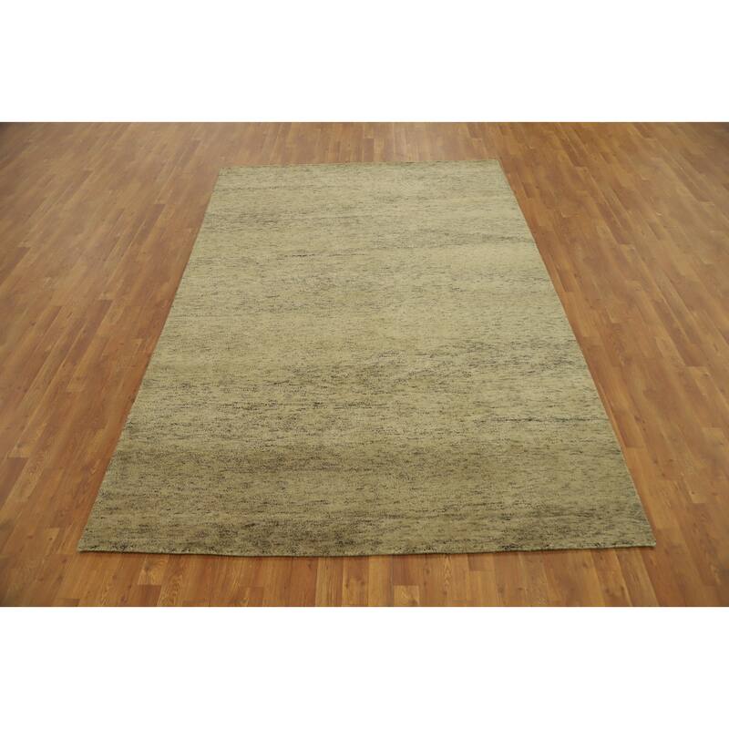 Hand Knotted Oriental 100% Wool Carpet Modern Modern Beige & Ivories Gabbeh Area Rug - 9' 6'' X 6' 5''