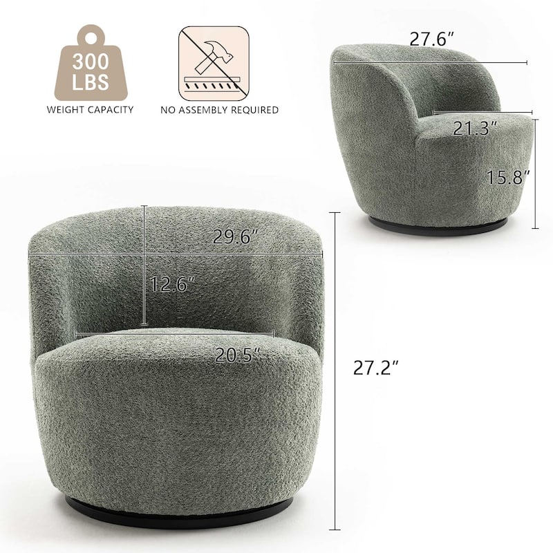 Single Fabric Modern Accent Chair 360 Degree Rotation Swivel Barrel Chairs