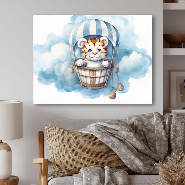slide 2 of 7, Designart "Nursery Adorable Tiger I" Animals Tiger Metal Wall Decor