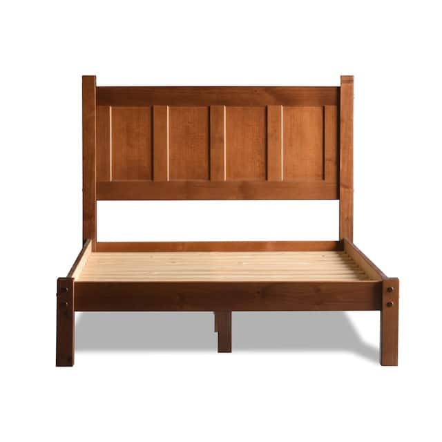 Grain Wood Furniture Shaker Solid Wood Panel Platform Bed - Walnut - Full