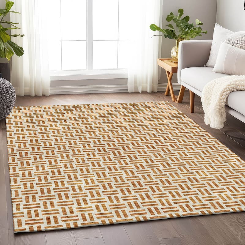 Premium Washable Super Soft Modern Weave Mayfield Rug - Copper - 8' x 10'