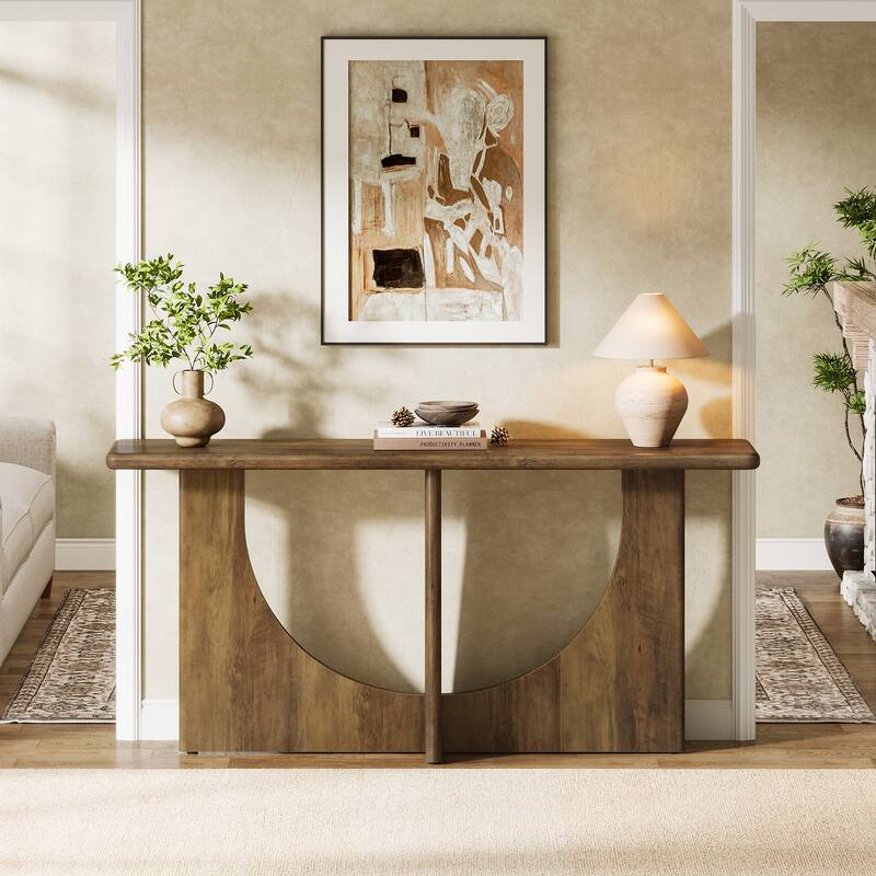 71-Inch Console Table with Sturdy Geometric Frame