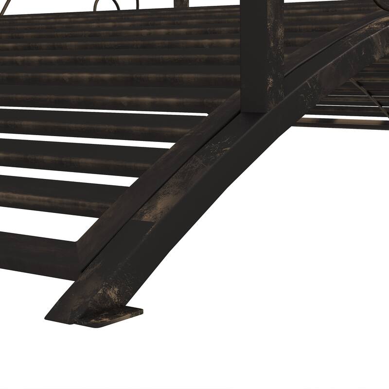 Outsunny 4’ Metal Arch Backyard Garden Bridge with Safety Siderails, Delicate Scrollwork, & Easy Assembly, Black Bronze