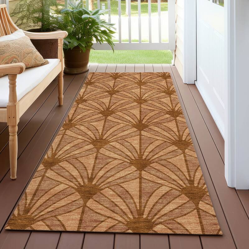 Machine Washable Indoor/ Outdoor Casual Kim Chantille Rug - Paprika - 2'3" x 7'6"