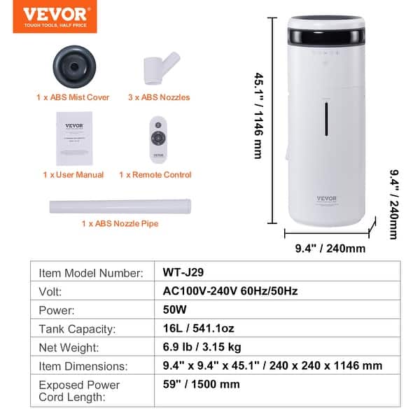 VEVOR Humidificateur d'Air Évaporation pour Chambre à Coucher 5 L Couv... pas cher