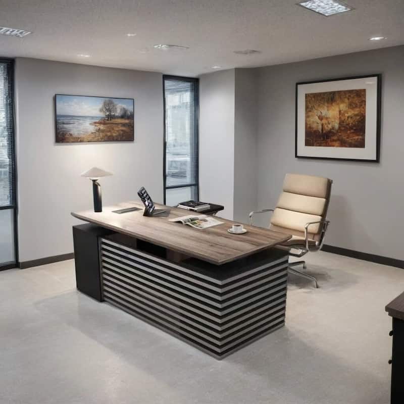 Adjustable Height Executive L Shaped Standing Desk w/ Cable Box Drawers Cabinets Outlet